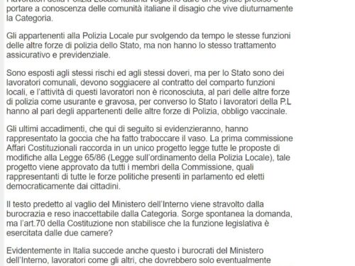 Viterbo: SCIOPERO DELLA POLIZIA LOCALE ITALIANA