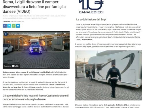 Roma, la Polizia Locale ritrova il camper: disavventura a lieto fine per famiglia danese