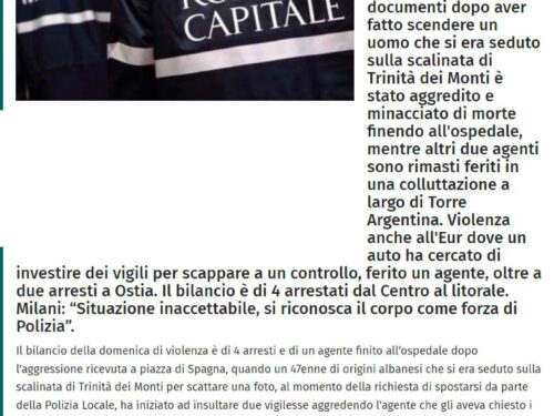 Roma: Polizia Locale come le altre Polizie, serve Riforma