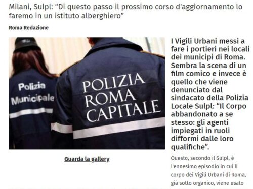 Roma: Poliziotti Locali utilizzati come portieri nei Municipi